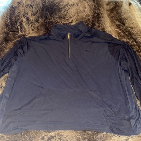 NWT Tommy Bahama 1/4 zip, navy top. Light, long sleeve. - Picture 2 of 6